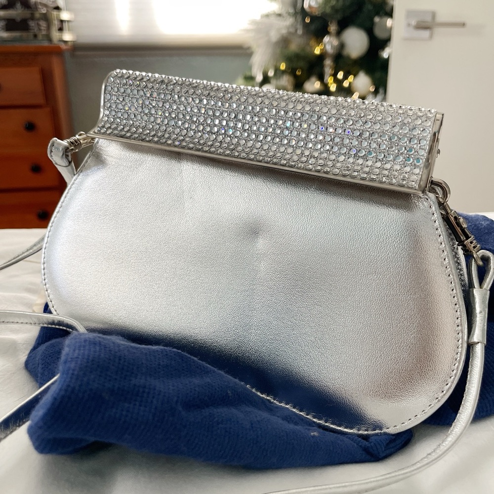 RARE! Stewart Weitzman ‘Supper Club’ Swarovski Detail Clutch Bag - Silver